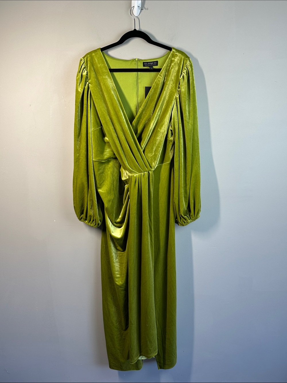 NWT Eloquii Green Velvet Long Sleeve Maxi Dress Size 14